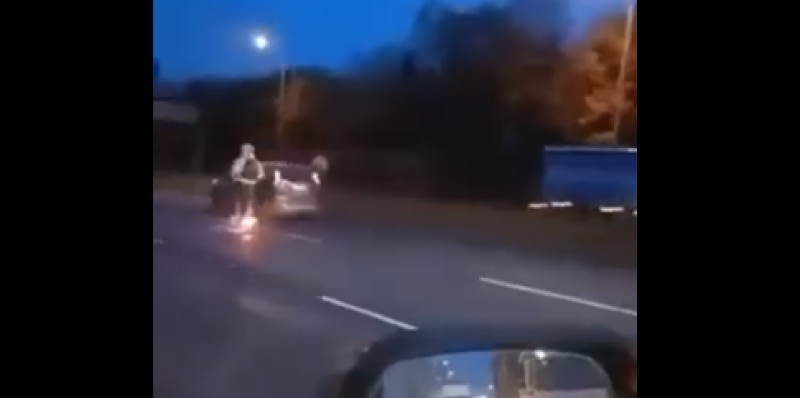 National: Man spotted dangerously riding e-scooter down busy M50
