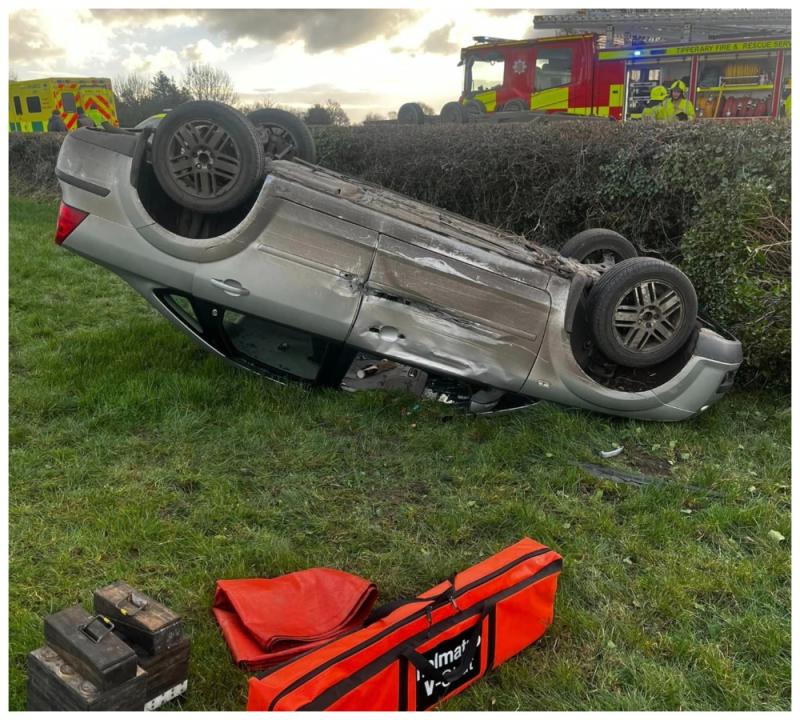 National: Motorist hospitalised after car ends up in field after accident 