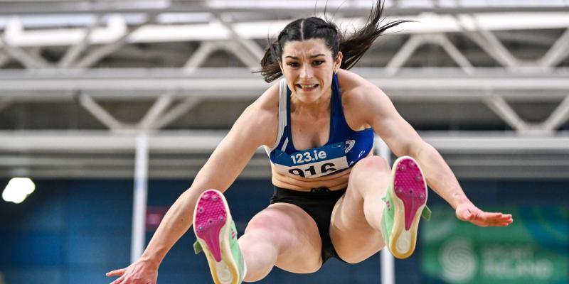 Lauren Callaghan jumps for gold at AAI Games