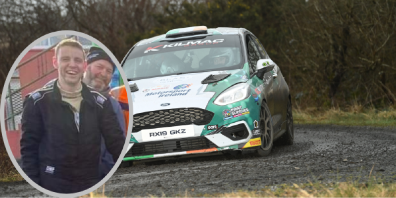 Donegal crews celebrating after Carrick Forestry Rally