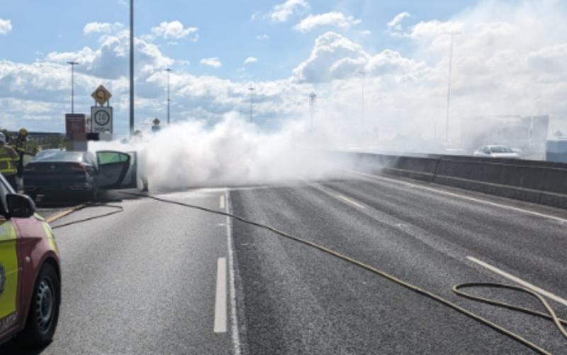 BREAKING: Car catches fire on M50 as Fire Brigade rush to closed southbound junction