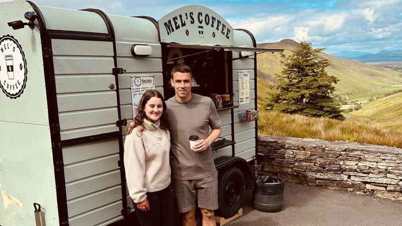 Entrepreneur Melissa Boyle (15) serving coffee with a view at Glengesh
