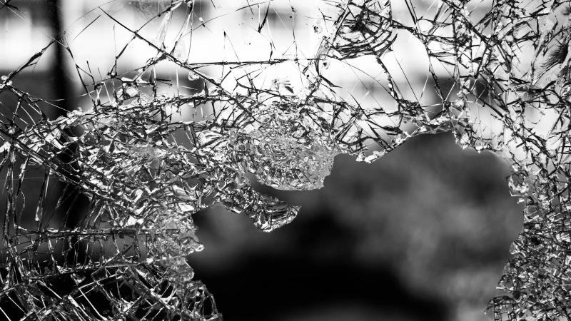 Windows smashed in a house in Muff