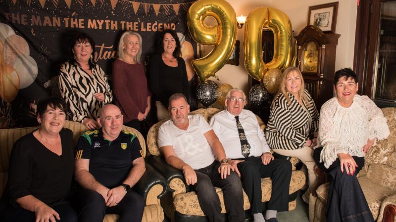 Friends and family join James Mickey Gallagher for this 90th birthday in Dungloe