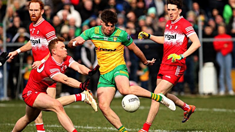 Determined Donegal come from eight down to defeat Derry in Ballyshannon