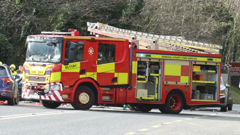 Woman taken to hospital following three-vehicle crash in Manorcunningham. 