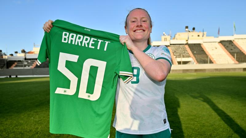 Watch: Amber Barrett celebrates 50th cap with a goal as Ireland beat Greece 4-0