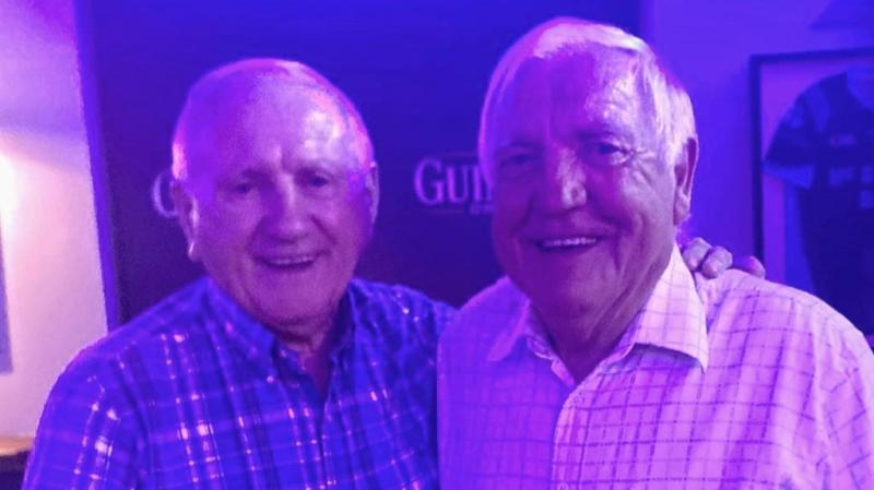 Former Donegal footballers Andy Curran and Eddie Gallagher meet up in Castlefin