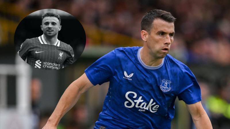 Everton's Seamus Coleman pays late-night respects outside Anfield to Diogo Jota 