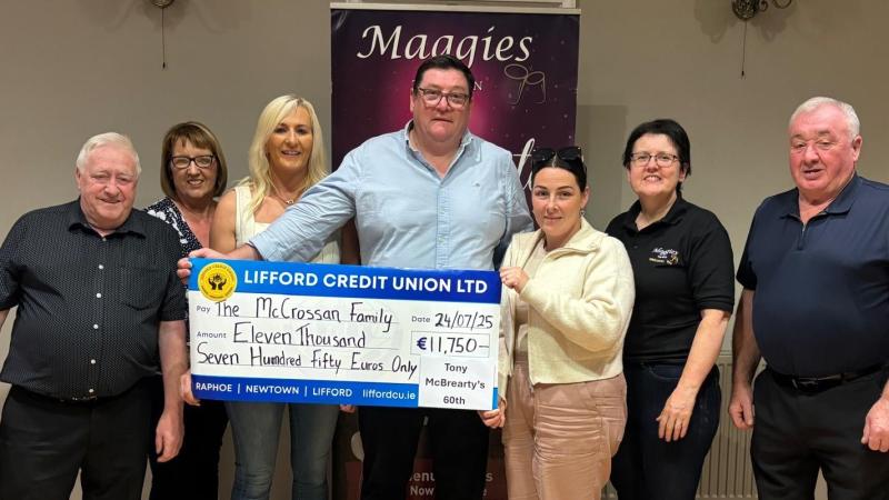 Tony McBrearty's 60th in St Johnston raises  &euro;11,750 for McCrossan family charity