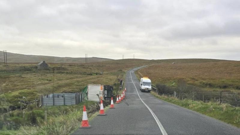Caution advised as lorry goes off Glenties-Frosses road