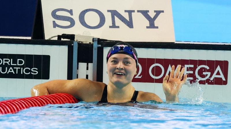 Golden girl: Mona McSharry wins 50m breaststroke gold at Swimming World Cup