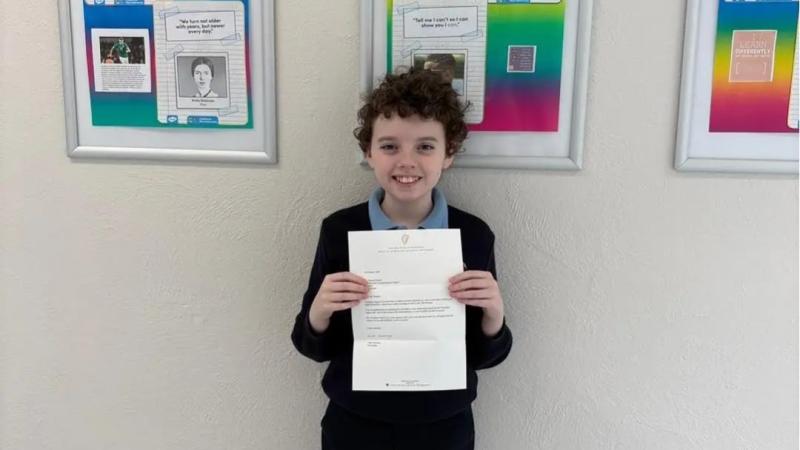 Glenties student delighted to receive letter from President Michael D Higgins