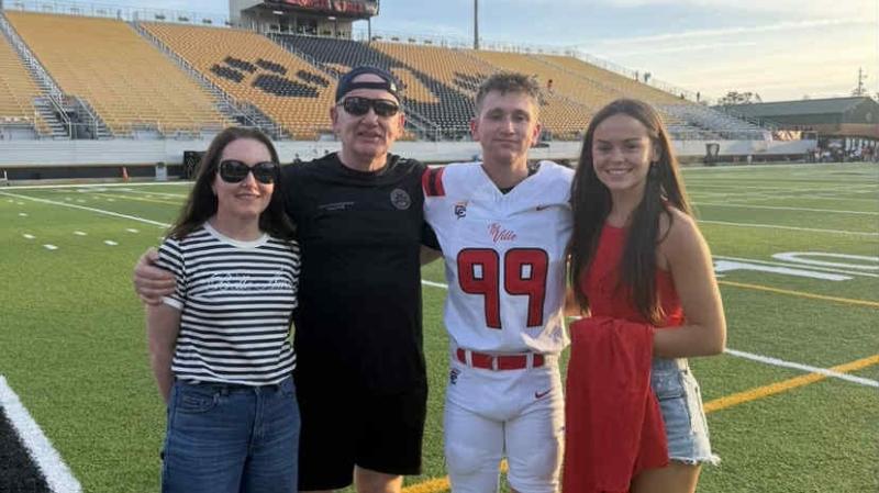 Declan Bonner watches son Cillian nail 45-yard American Football field goal 
