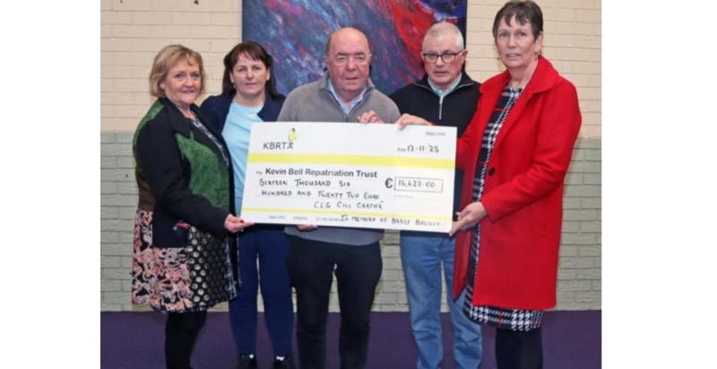 Kevin Bell Repatriation Fund cheque in memory of Barry Breslin