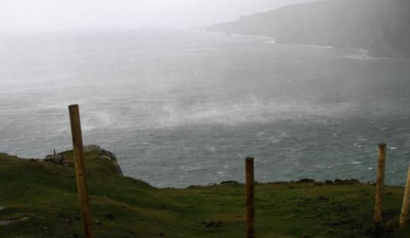 Rather blustery in Donegal today with sunny spells and passing heavy showers