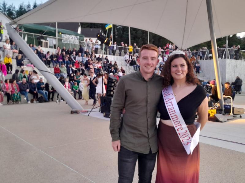 Brian Proctor the winning escort and Erin McCafferty The Rose Of Arranmore 2023 at the shore front