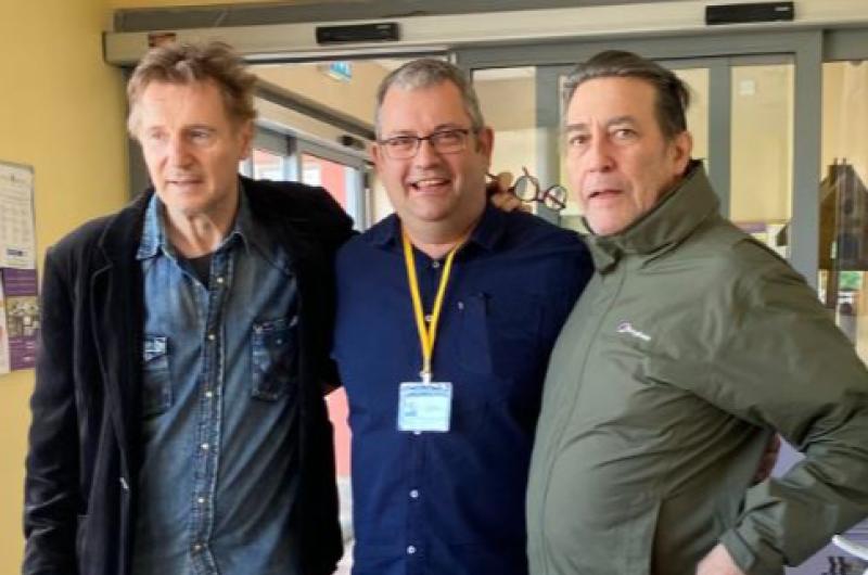 Hollywood stars Liam Neeson and Ciarán Hinds give gifts to Ukrainian kids