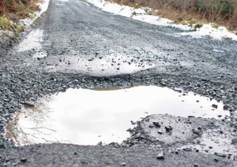 Potholes like this one near Drumkeen have become an all to common site on Donegal roads. 1002cg44