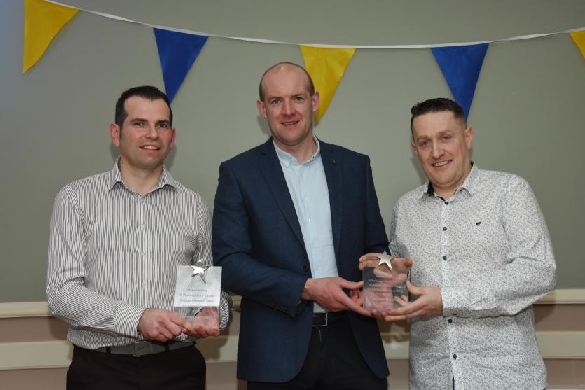 Dermot McColgan and Michael Canning, who were on the Donegal Masters All-Ireland winning squad, with special guest Neil Gallagher