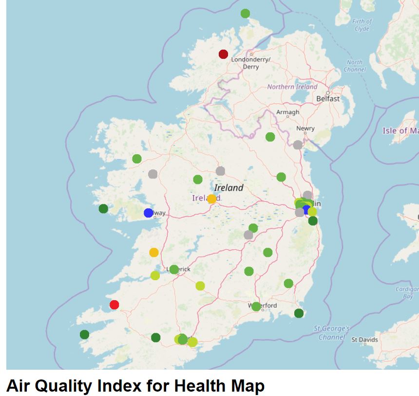 The EPA's map of air quality monitoring stations