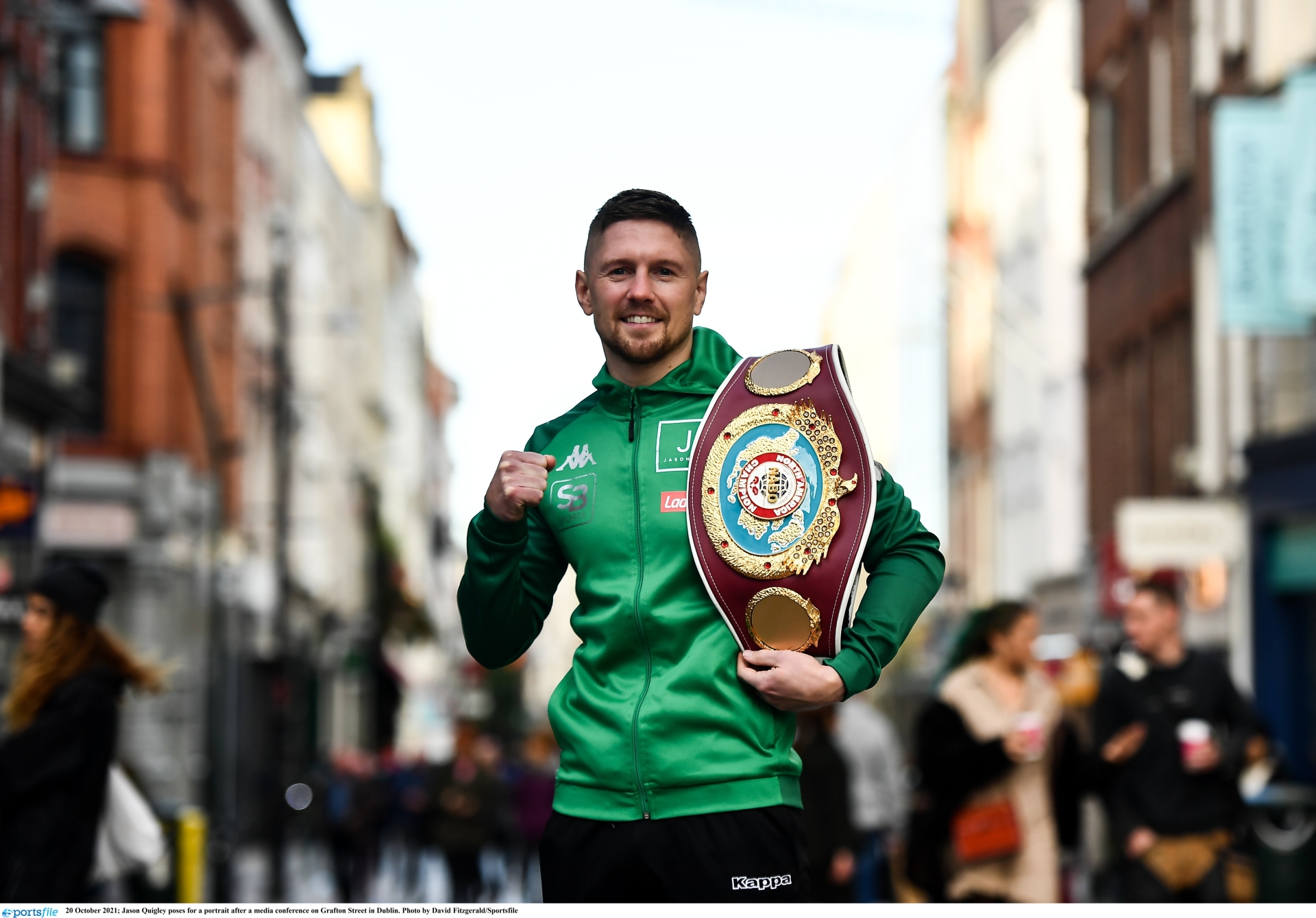 Jason Quigley poses for a portrait after a media conference on Grafton Street in Dublin