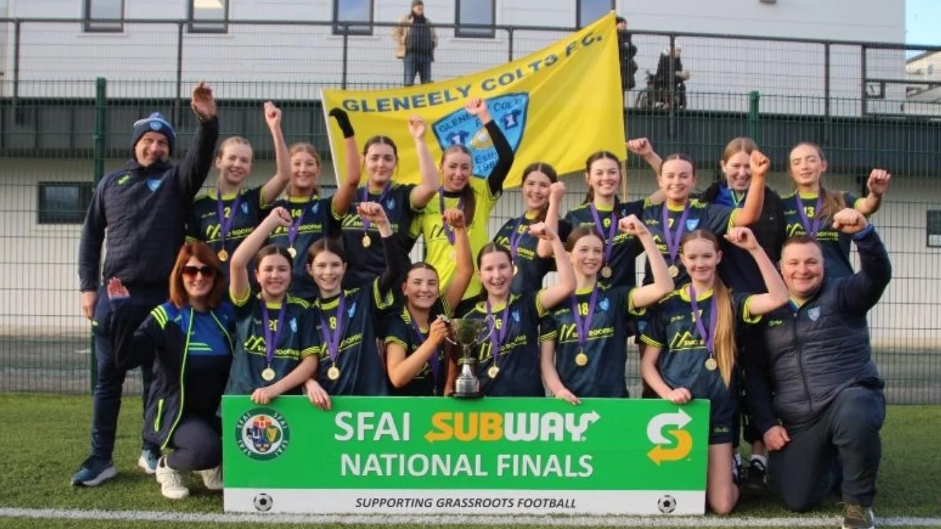 Gleneely Colts Under-16 ladies celebrate after their penalty win